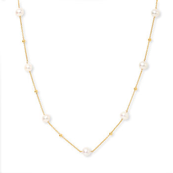 Credo Fine Chain Necklace With Pearls And Gold Plated Beads, 2 of 3