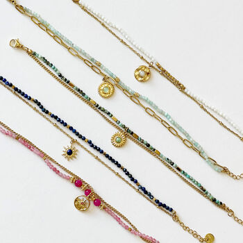 Lapis Lazuli And Gold Sunburst Charm Bracelet, 4 of 8