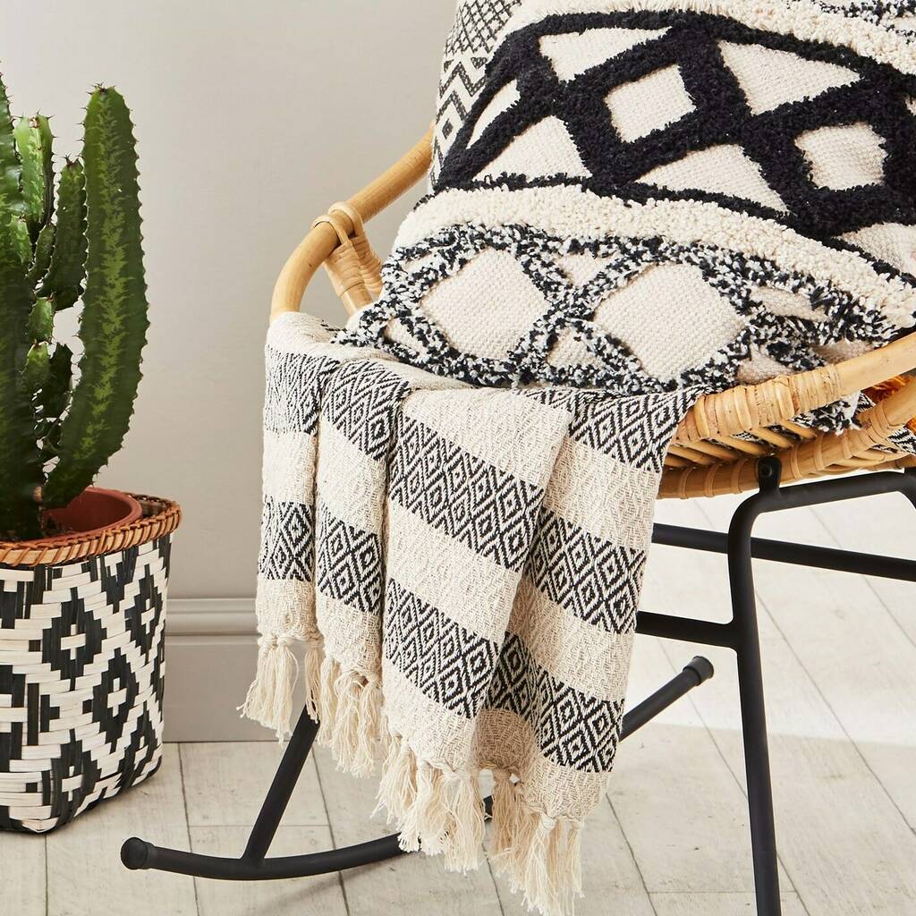 Black Geometric Design Throw By Lola & Alice