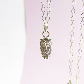 Tiny Owl Sterling Silver Necklace, 2 of 3