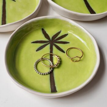 Handmade Ceramic Gold Palm Tree Ring Dish, 2 of 7