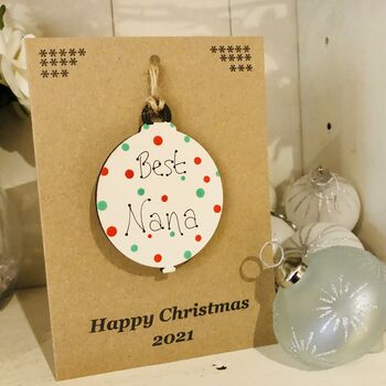 Personalised Nana Christmas Card Bauble Decoration, 3 of 3