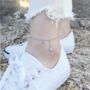 Sterling Silver Crystal Moon And Star Anklet, thumbnail 2 of 6