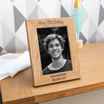 Personalised 18th Birthday Solid Oak Photo Frame, 2 of 2