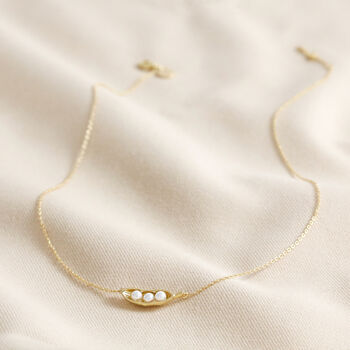 Pearl Three Peas In A Pod Pendant Necklace In Gold, 2 of 6