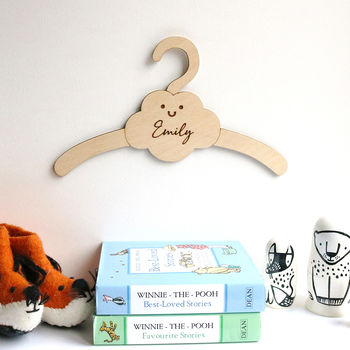 Personalised Childrens Coat Hanger With Cloud Design, 6 of 8