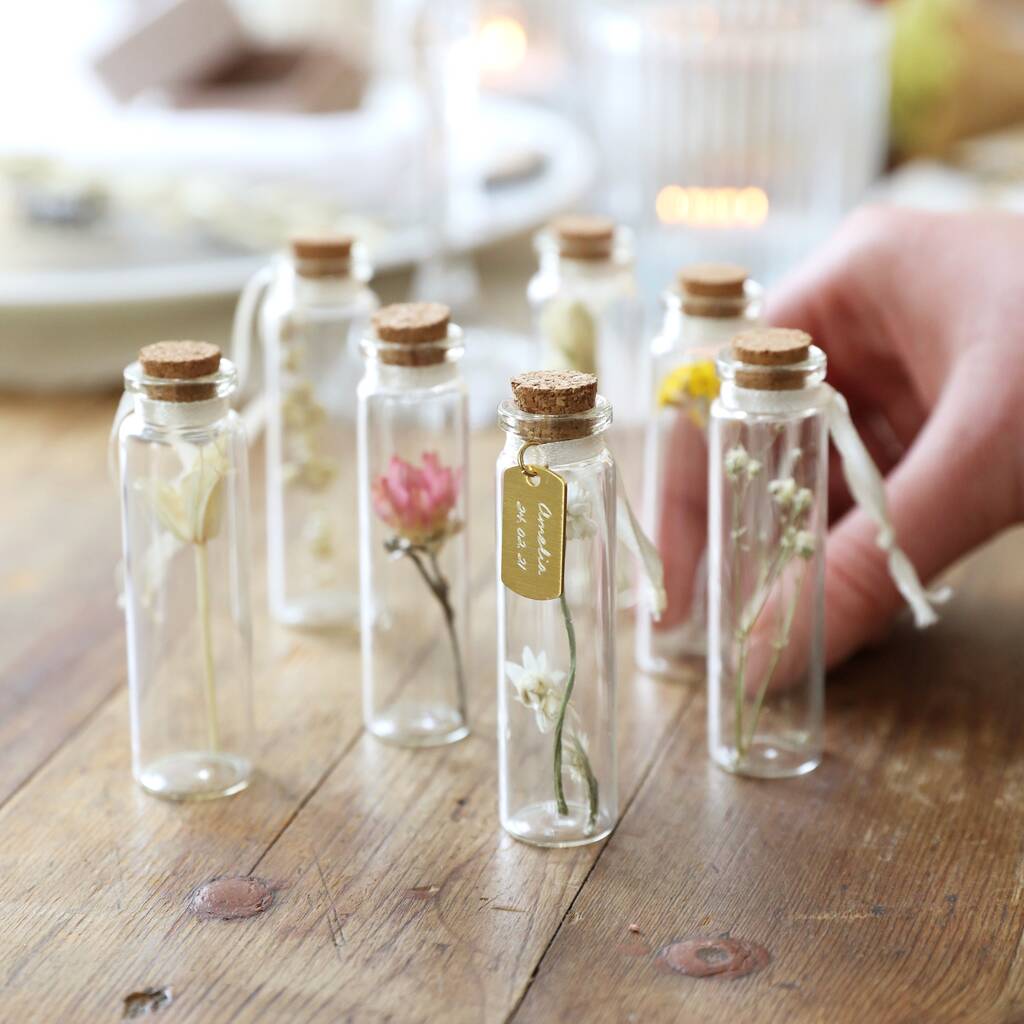 Personalised Dried Flower Glass Bottle With Charm By Lisa Angel ...