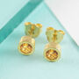 Citrine Birthstone Gold Plated Silver Stud Earrings, thumbnail 1 of 9