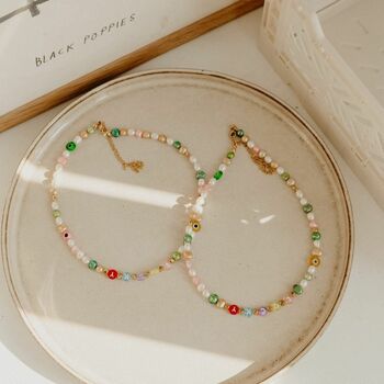 Molly Lucky 90s Style Pearl Beaded Coloured Necklace, 3 of 3