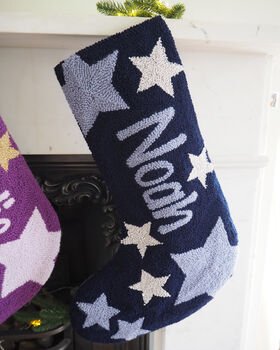 Custom Christmas Stocking With Stars, 2 of 7