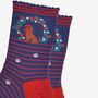 Women's Bamboo Socks Navy Sausage Dog Wreath, thumbnail 3 of 5