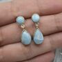 Larimar Earrings: Silver, Blue Gemstone Teardrop, thumbnail 3 of 6