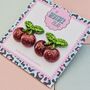 Sweet Cherry Glitter Resin Studs, thumbnail 4 of 4