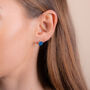 Round 18k Gold Plated Blue Druzy Stud Earrings, thumbnail 2 of 6