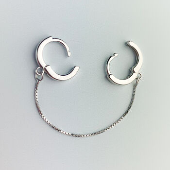 Sterling Silver Double Piercing Hoop Earring, 3 of 6