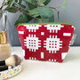 Welsh Blanket Print Wash Bag/Make Up Bag Red, thumbnail 3 of 3