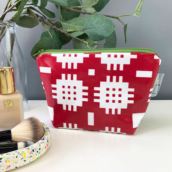 Welsh Blanket Print Wash Bag/Make Up Bag Red, 3 of 3