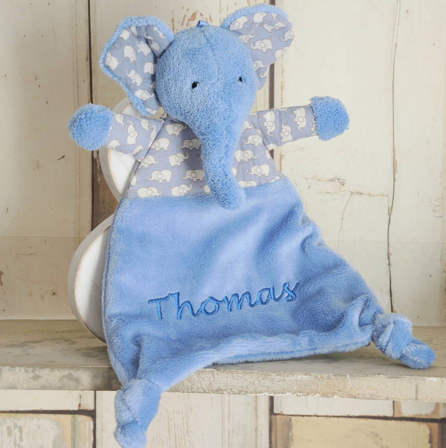 Personalised Indigo Elephant Comforter Blanket By The Alphabet Gift