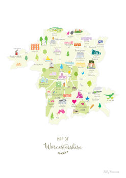 Personalised Worcestershire Map: Add Favourite Places, 2 of 3