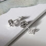 Sterling Silver Mini Skull Stud Earrings, thumbnail 2 of 8