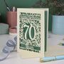 Personalised 70th Birthday Card Papercut Flower Design, thumbnail 2 of 7