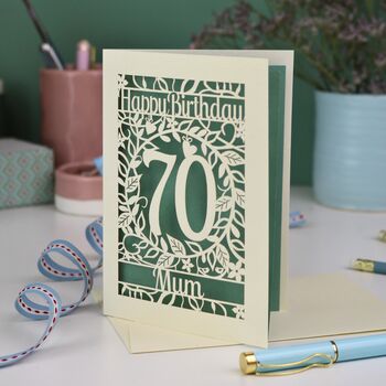 Personalised 70th Birthday Card Papercut Flower Design, 2 of 7