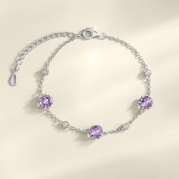 Pink Sapphire And Amethyst Bracelet In Sterling Silver And Gold Vermeil, 4 of 11