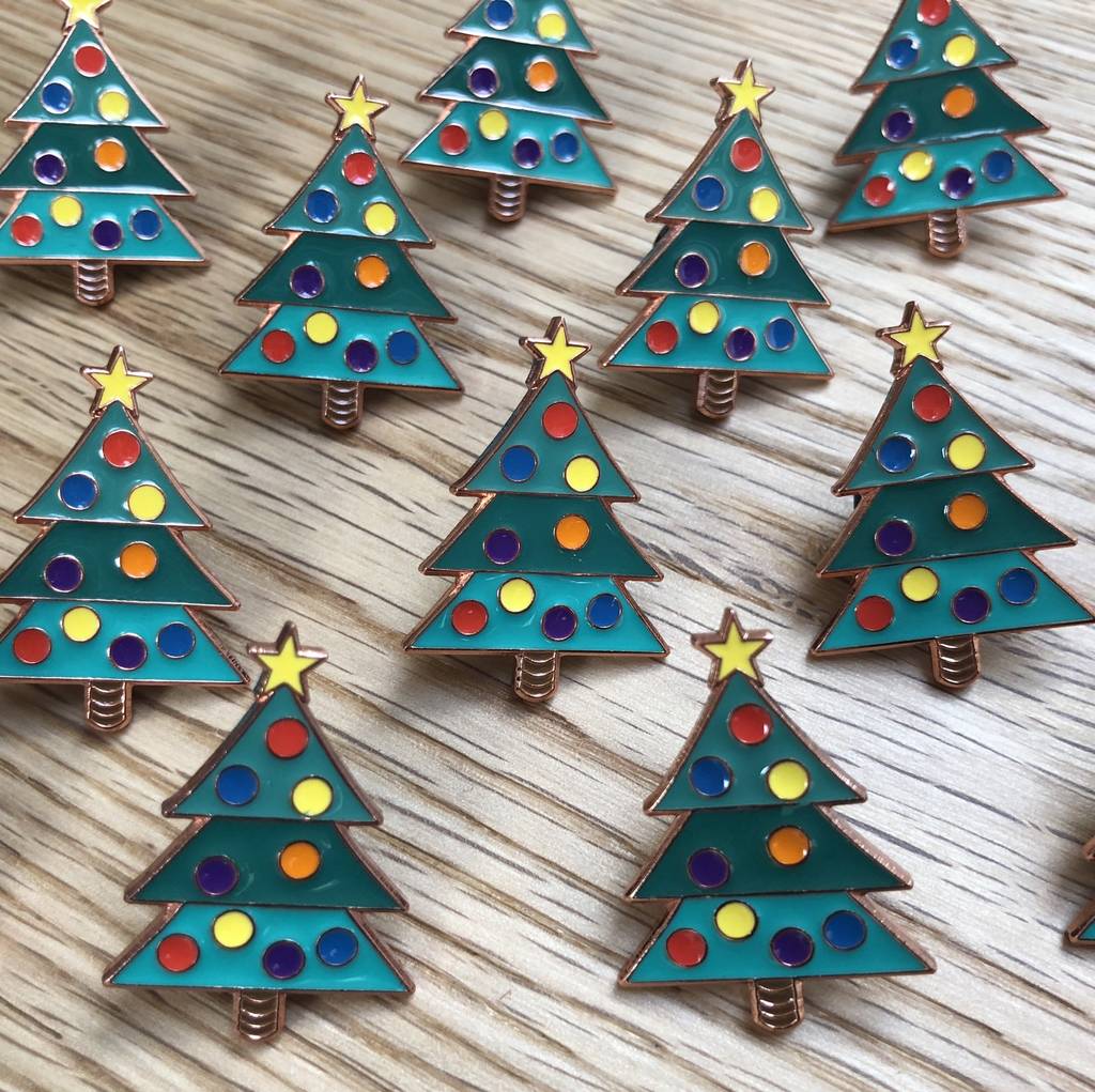 Christmas Tree Enamel Pin By Chameleon and Co | notonthehighstreet.com