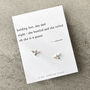 Silver Bee Earrings. Original Haiku Poem, thumbnail 3 of 5
