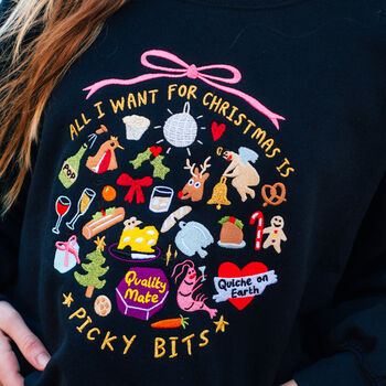 The Picky Bits Embroidered Christmas Jumper, 3 of 7