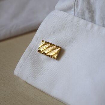 Gold Geometric Cufflinks 316 L Stainless Steel Minimal Design, 3 of 6