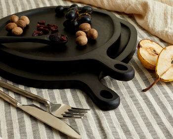 Alma Wood Round Serving Board Set Black, 3 of 4