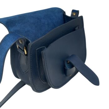 Crossbody Navy Dark Blue Loop Closure Leather Saddle Bag Maya, 5 of 5