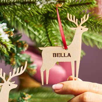 Wooden Personalised Reindeer Christmas Decoration, 3 of 3