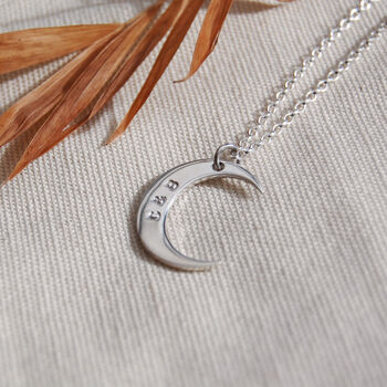 Personalised Name Crescent Moon Silver Necklace, 2 of 10