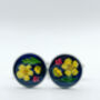 Cufflinks Real Yellow Flowers Leaves Hand Made Stainless Steel 12mm, thumbnail 3 of 10