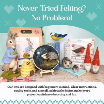 Happy Hedgehog Needle Felting Craft Kit, 9 of 9