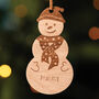 Personalised Wooden Snowman Christmas Tree Decoration, thumbnail 3 of 5