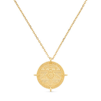 Chunky 18 K Gold Aztec Coin Medallion Necklace By Elk & Bloom ...
