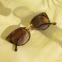 Tortoise Shell Cat Eye Sunglasses With Gold Bar Detail, thumbnail 1 of 2