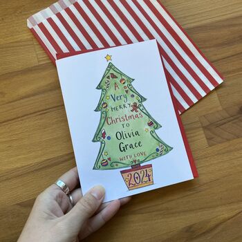 Personalised Very Merry Christmas Tree Card For Child, 3 of 3