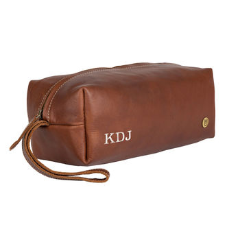 Personalised Leather Classic Wash Bag/Dopp Kit, 2 of 8