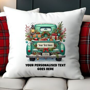 Personalised Christmas Vintage Truck Cushion – Choose Colour And Add Wording, 8 of 9