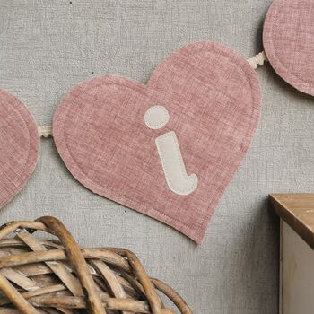 Heart Shaped Bunting In Dusky Pink For Girls Baby Room, 6 of 12