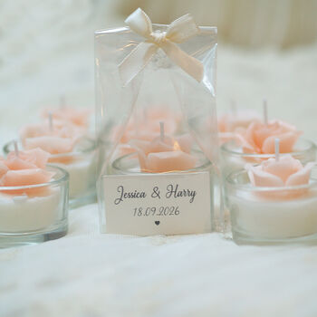 Wedding Favours Candle Roses, Party Personalised Guests Gifts, 2 of 8