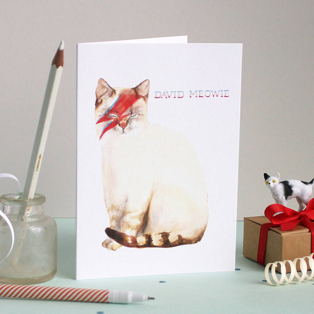 'david Meowie' Card By Mister Peebles 