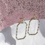 Gem Cut Out Rectangle Dangle Earrings In White, thumbnail 1 of 2
