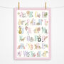 Floral Childrens Educational Alphabet Print With Border, thumbnail 1 of 4