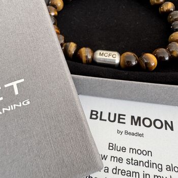 Men's Manchester City Football Fan Tiger's Eye Bracelet, 4 of 6