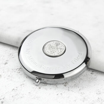 1955 70th Birthday Sixpence Compact Mirror, 4 of 7